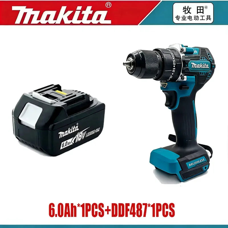 Makita Originalas. DDF487 Akumuliatorinis gręžtuvas-suktuvas Bešepetėlinis elektrinis smūginis suktuvas Įkraunamas elektrinis įrankis 18V