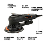 MAXXT 350W elektrinis orbitinis šlifuoklis medienos apdirbimui, automobilio kėbulo poliravimui, bešepetėlinis variklis su 150 mm/125 mm padais