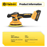 MELLWIN Cordless Electric Polisher 6000rpm 8Gears Digital Display Car Polishing Waxing Sanding Machine For Makita 18VBattery Pin