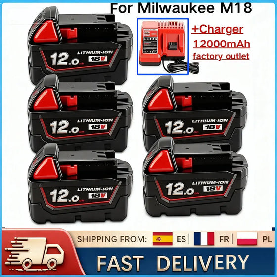 Milwaukee baterija M18 18V 6,0Ah 9,0Ah 12,0Ah Pakeičiama ličio baterija, skirta Milwaukee M18 48-11-1815 48-11-1850 2604-22 baterijai