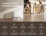 Narwal Freo X10 Pro Robot Vacuum 11000Pa Suction EdgeReach Mop System 8N Pressure Zero Tangling Brush Self Cleaning Dock 120 Days Dust Storage 2.5L Bag Obstacle Avoidance Anti Tangle Side Brush LDS Navigation 5200mAh Battery