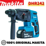 Originalus Makita DHR242 18V akumuliatorinis perforatorius. Maža vibracija (13,5 m/s²). Patogus valdymas ilgo gręžimo metu.