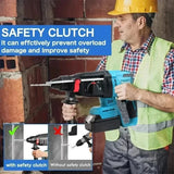 Originalus Makita DHR242 18V akumuliatorinis perforatorius. Maža vibracija (13,5 m/s²). Patogus valdymas ilgo gręžimo metu.
