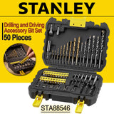 STANLEY 50-teiliges Bohr- und Schraubzubehör-Set Schraubendreher-Bitsatz Elektrowerkzeugzubehör STA88546-A9