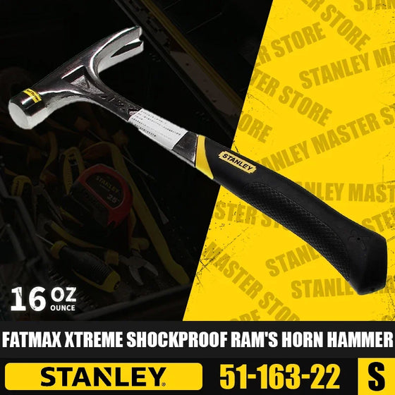 STANLEY 51-163-22/51-165-22 FatMax XTREME atsparus smūgiams plaktukas „Ram's Horn“, vinims, renovacijai, su plienine rankena
