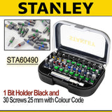 Stanley STA60490 31 dalių vaivorykštinių antgalių rinkinys, elektrinių įrankių priedai, elektrinio suktuvo antgalių galvutė su 1 antgalių laikikliu