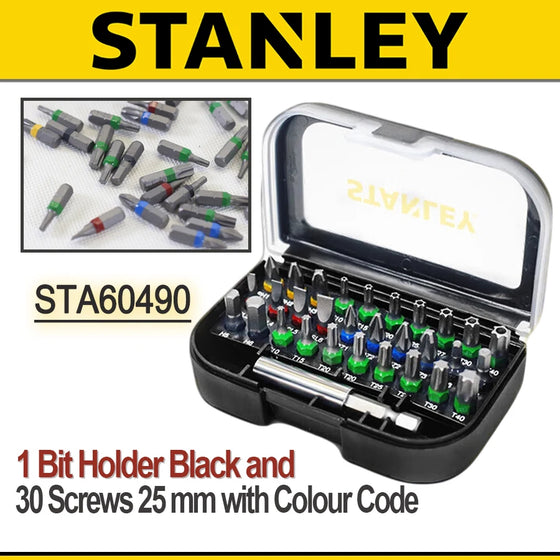 Stanley STA60490 31 dalių vaivorykštinių antgalių rinkinys, elektrinių įrankių priedai, elektrinio suktuvo antgalių galvutė su 1 antgalių laikikliu