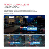 Vantrue E1 Pro 4K Mini priekinė vaizdo kamera STARVIS 2 Plate Pix™ HDR naktinis matymas, 5G WiFi ir GPS palaikymas, iki 1TB