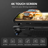 WOLFBOX G840S 12" IPS prietaisų skydelio kamera 4K galinio vaizdo veidrodėlio kamera GPS vaizdo registratorius Naktinio matymo HD dvigubos kameros Automobilinis DVR parkavimo monitorius