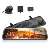 WOLFBOX G840S 12" IPS prietaisų skydelio kamera 4K galinio vaizdo veidrodėlio kamera GPS vaizdo registratorius Naktinio matymo HD dvigubos kameros Automobilinis DVR parkavimo monitorius