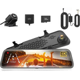 WOLFBOX G840S 12" IPS prietaisų skydelio kamera 4K galinio vaizdo veidrodėlio kamera GPS vaizdo registratorius Naktinio matymo HD dvigubos kameros Automobilinis DVR parkavimo monitorius